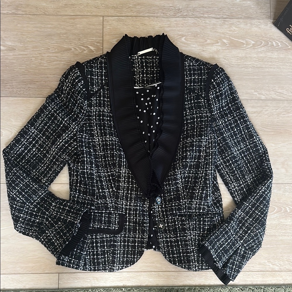 WHBM Tweed Elegant Black and White Women's Blazer